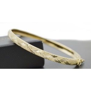 Real 10k Yellow Solid Gold 5.5" Childrens 4mm Diamond Cut Bangle Bracelet 2.5gr